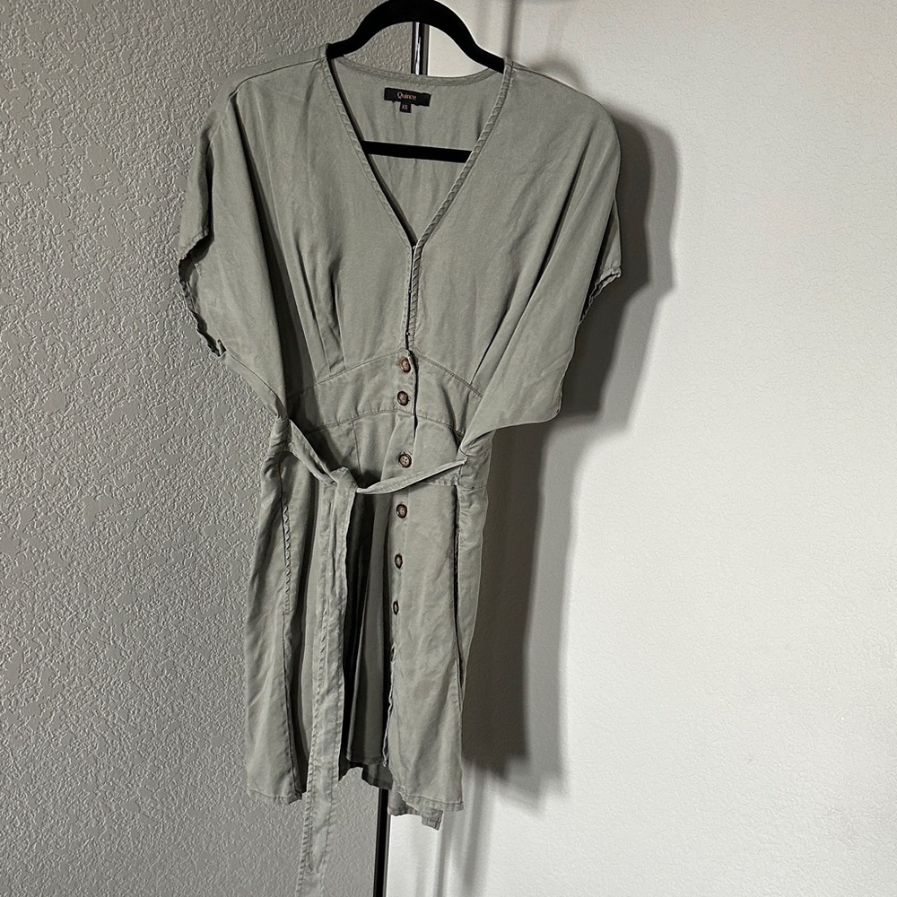 Quince olive Button-Down Mini Dress